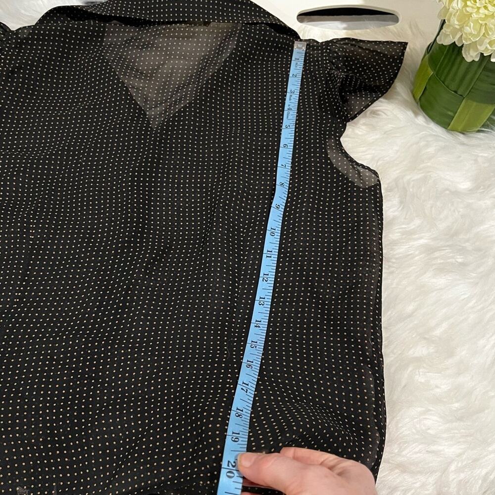 NEW Max Studio Silk Polka Dot Lace Trim Flutter Cap Sleeve Sheer Blouse S NWOT - Picture 16 of 16